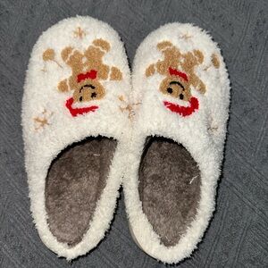 Amazon Women's White and Brown Slippers